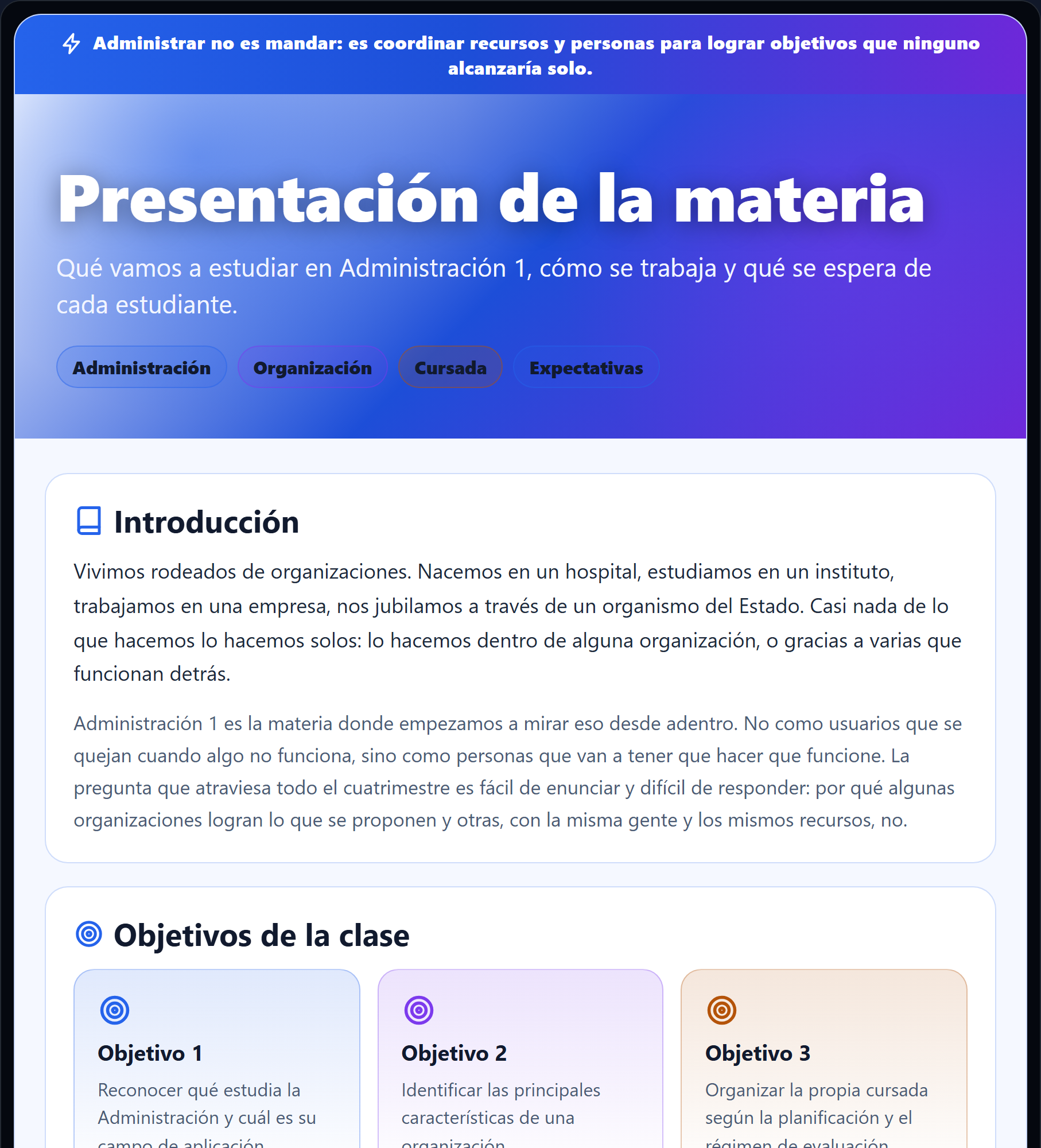 Una clase terminada, vista desde Plani-Ya
